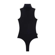 Zwart hooggesloten bodysuit Courrèges , Black , Dames