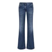 Blauwe Flared Jeans met Logo Knoop Off White , Blue , Dames