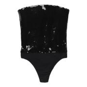 Zwart strapless bodysuit met pailletten voor vrouwen Alexandre Vauthie...