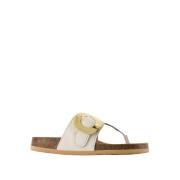 Beige Leren Fussbett Mules See by Chloé , Beige , Dames