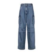 Blauwe Hoge Taille Wijde Pijp Broek Coperni , Blue , Dames