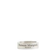 Zilveren Logo Ring Maison Margiela , Gray , Unisex