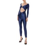 Skinny Jumpsuit met Bateau Halslijn Elisabetta Franchi , Blue , Dames
