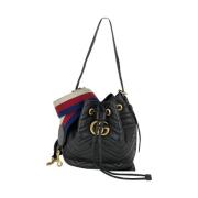 Tweedehands Zwarte Gucci Sylvie Web GG Marmont Bucket Tas Gucci Vintag...