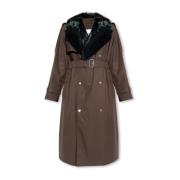 ‘Kennington’ trenchcoat met bontkraag Burberry , Green , Dames