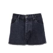 Shorts met Hoge Taille en Knopen Calvin Klein , Black , Dames