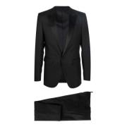 Berlin Wol en Zijde Single Breasted Pak Dsquared2 , Black , Heren