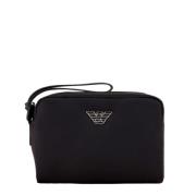 Logo Ritssluiting Toilet Tas Emporio Armani , Black , Dames