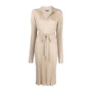 Geribbelde gebreide jurk Joseph , Beige , Dames