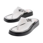 Tweekleurige Teenslippers voor de Zomer Moschino , White , Dames