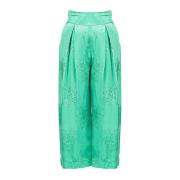 Loszittende Broek met Hoge Taille en Bloemenpatroon Pinko , Green , Da...