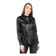 Aansluitende Blouse met Kraag en Zakken Pinko , Black , Dames