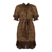 Mini Jurk met Dierenprint Pinko , Brown , Dames