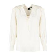 Eenvoudige V-Hals Blouse Pinko , White , Dames