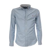 Slim-Fit Blauw Geruit Oxford Overhemd Polo Ralph Lauren , Blue , Heren