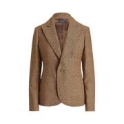 Houndstooth Tweed Blazer Polo Ralph Lauren , Brown , Dames