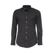 Slim-Fit Formeel Katoenen Overhemd Polo Ralph Lauren , Black , Heren