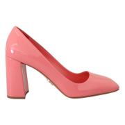 Roze Patentleren Blokhakken Pumps Klassiek Prada , Pink , Dames