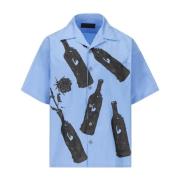 Bedrukt katoenen overhemd Prada , Blue , Heren