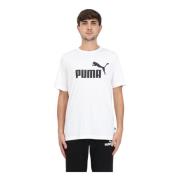 Wit Logo T-Shirt Puma , White , Heren