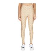 Leggings met mesh-panelen en logo Puma , Beige , Dames