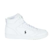 Witte Leren Logo Sneakers Ralph Lauren , White , Heren