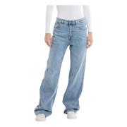 Moderne Comfortabele Wijde Fit Jeans Replay , Blue , Dames