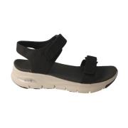 Flat Sandals Skechers , Black , Dames