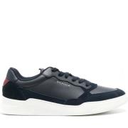 Blauwe Leren Sneakers voor Mannen Tommy Hilfiger , Blue , Heren