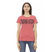 Roze Katoenen T-shirt met Korte Mouwen en Voorkant Print Trussardi , P...