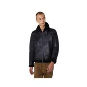 Shearling Jas met Gewatteerde Inzetstukken Trussardi , Black , Heren