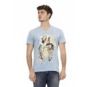 Action Lichtblauw V-Hals T-Shirt Trussardi , Blue , Heren