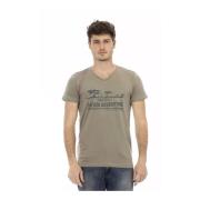 Bruine Grafische Print V-Hals T-Shirt Trussardi , Brown , Heren