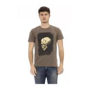 Bruine Katoenen T-Shirt met Ronde Hals Trussardi , Brown , Heren