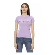 Paarse Katoenen T-Shirt met Korte Mouwen Trussardi , Purple , Dames