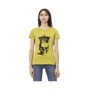 Groene Katoenen T-shirt met Voorkant Print voor Dames Trussardi , Gree...