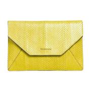 Geperforeerde Envelop Clutch van Elaphe Leer Trussardi , Yellow , Dame...