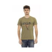 Groen Katoenen T-Shirt met Korte Mouwen Trussardi , Green , Heren