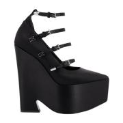 Satin Décolleté Pumps Versace , Black , Dames