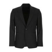 Zwarte wollen blend blazer Versace , Black , Heren