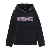 Katoenen Logo Sweatshirt Versace , Black , Dames