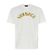 Wit katoenen T-shirt Versace , White , Heren