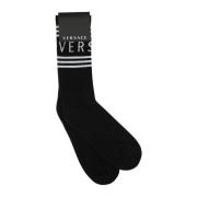 Rekbare katoenmix sokken Versace , Black , Heren