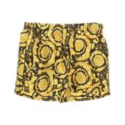 Zijden Twill Barok Pyjamashorts Versace , Yellow , Heren