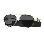 Zwarte Ve2232 Zonnebril Versace , Black , Heren