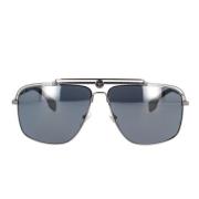 Rechthoekige zonnebril in gunmetal met lichtgrijze lenzen Versace , Gr...