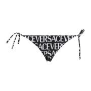 Gedrukte polyester mengsel Bikini Bottom Versace , Black , Dames