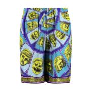 Multicolor Zijden Bermuda Shorts Versace , Multicolor , Heren