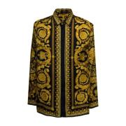 Klassieke Kraag Zijden Twill Overhemd Versace , Yellow , Heren