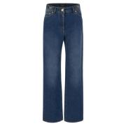 Luxe High-Waist Jeans met Greca Details Versace , Blue , Dames
